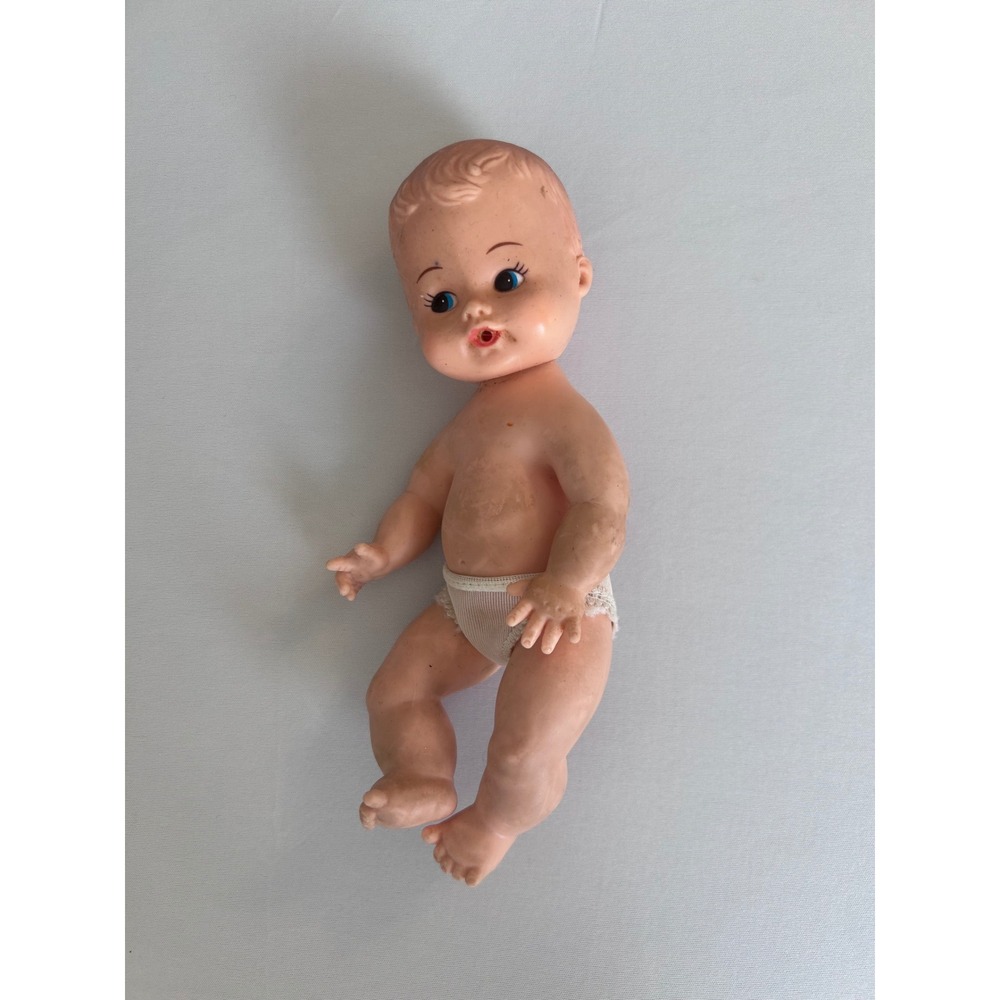 Playmates Baby Doll Unisex 8 Inch Peach Vintage Molded Vinyl Hong Kong Toy